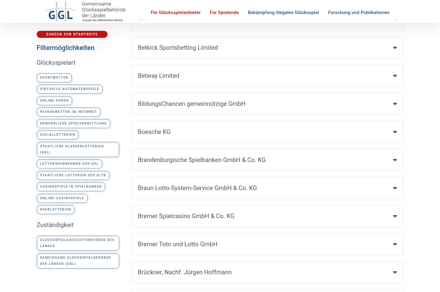 GGL-Whitelist bei der Prüfung von Betano